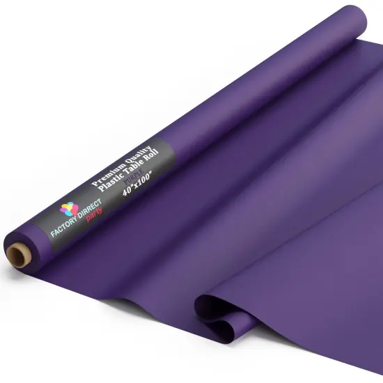 Exquisite Plastic Table Cover Roll &ndash; 40" x 100' Disposable Tablecloth Roll &ndash; Premium Thick 0.5 MIL Plastic Banquet Roll &ndash; Party Table Cover Roll for Events & Catering Purple {1}