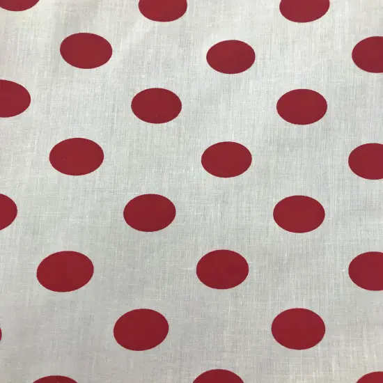 1 Yard Red Dots White Poly Cotton Fabric 59/60 Inch Wide {1}