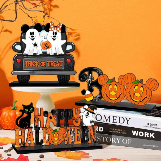 3 Pcs Halloween Mouse Shaped Cute Ghost Table Sign Decor {5}