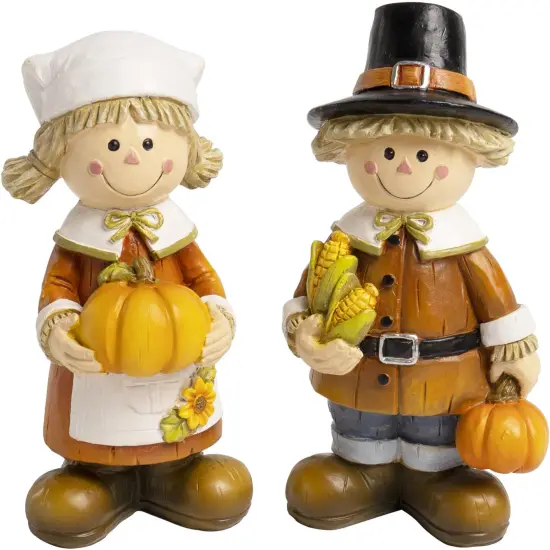 Pilgrim Figurines for Thanksgiving, Resin Fall Harvest Pumpkin {5}