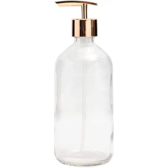 Juvale Clear Glass Soap Dispenser with Rose Gold Pump (16 oz, 2 Pack) {7}