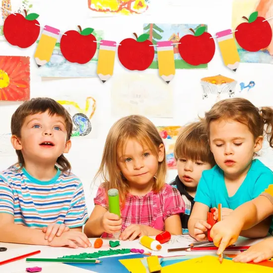 4Pcs Pencil Apples Felt Banner {3}