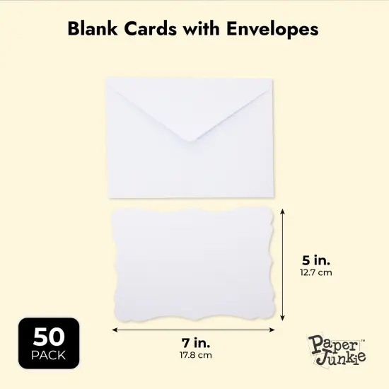 50 Pack Blank Invitations with Envelopes, Printable DIY Greeting Cards for Wedding Baby Shower (5x7 in) White {3}