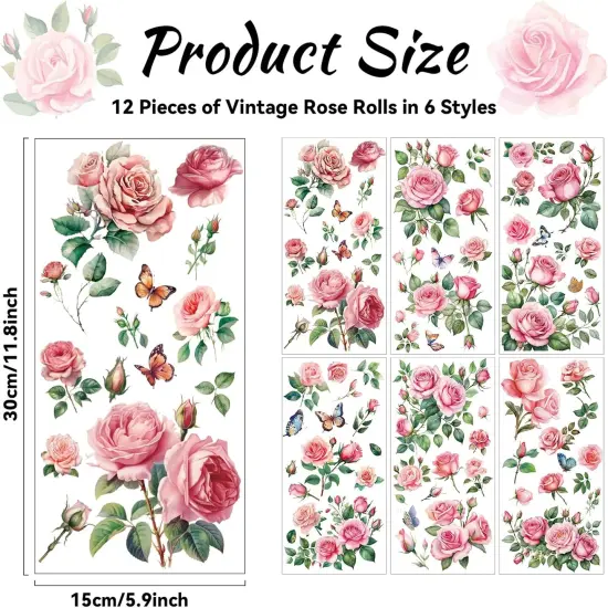 12 Sheets Flowers Rub on Transfers for Crafts and Furniture {2}
