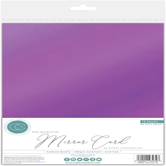 Craft Consortium Essential Mirror Card A4 10/Pkg-Lilac {1}