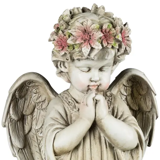 Northlight LED Lighted Praying Cherub with Flowers Statue - 16" Ivory {6}