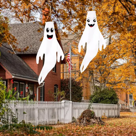 2PCS Halloween Ghost Hanging Windsocks Decorations - 43 Inch {2}