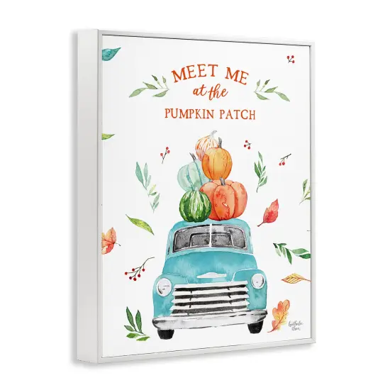 Pumpkin Patch Seasonal Leaves Botanicals Blue TruckFramed Giclee Art White {3}
