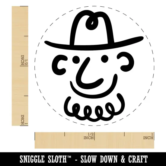 Silly Cartoon Doodle Cowboy with Beard and Hat Self-Inking Rubber Stamp Crafting Pink {1}