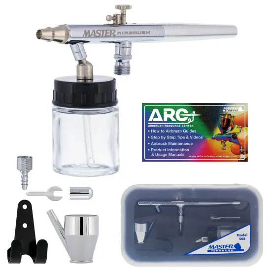 Master Performance S68 Multi-Purpose Precision Dual-Action Siphon Feed Airbrush, 0.35 mm Tip, 3/4 oz Bottle (Includes Booklet) {1}