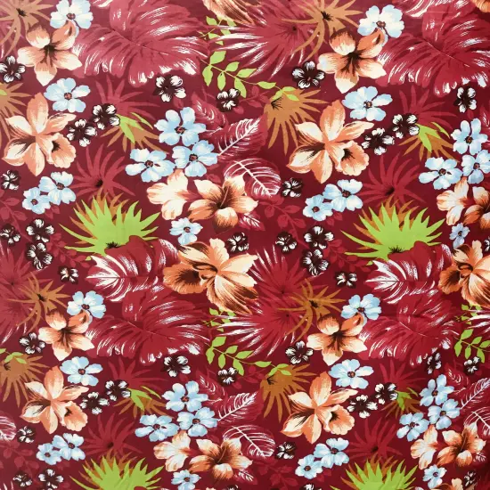 1 Yard Red Hawaiian Print Poly Cotton Fabric for Shirts Crafts Costumes and Decor 59/60 Inch Width {1}