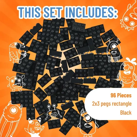 Strictly Briks Classic Bricks Starter Kit, Black, 96 Pieces, 2x3 Studs, Building Creative Play Set for Ages 3 and Up, 100% Compatible with All Major Brick Brands {3}