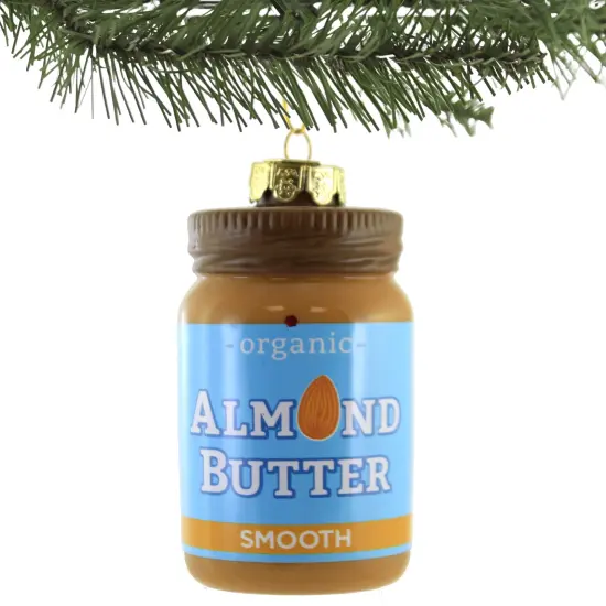 Noble Gems 4.5 Inch Almond Butter Jar Tree Ornament , Organic Smooth Healthy Creamy Brown {3}