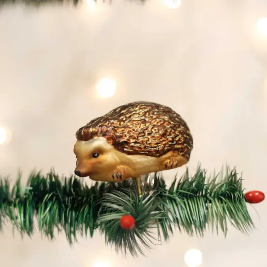 Old World Christmas 2.0 Inch Hedgehog Tree Ornament , Ornament Clip-On Brown {3}