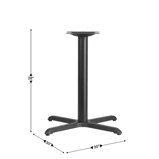 Emma and Oliver 30'' x 30'' Restaurant Table X-Base with 3'' Dia. Table Height Column Black {2}