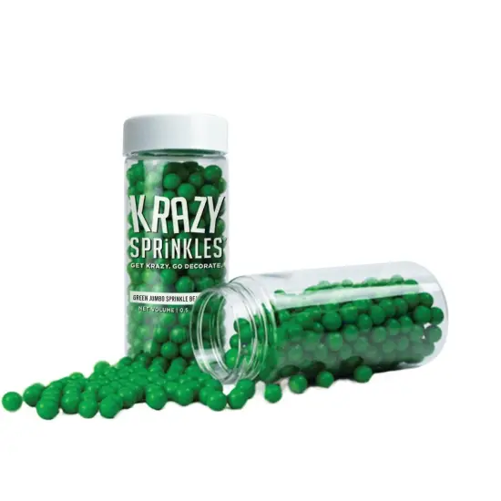 Krazy Sprinkles - Green 8mm Beads (1/2 Cup, 1x Jar) for Cakes, Ice Cream & Cookies {3}