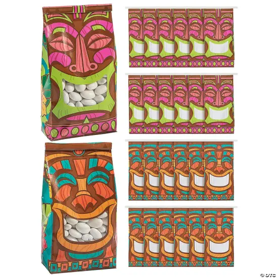 Tiki Tin Tie Paper Treat Bags with Window - 24 Pc. {2}