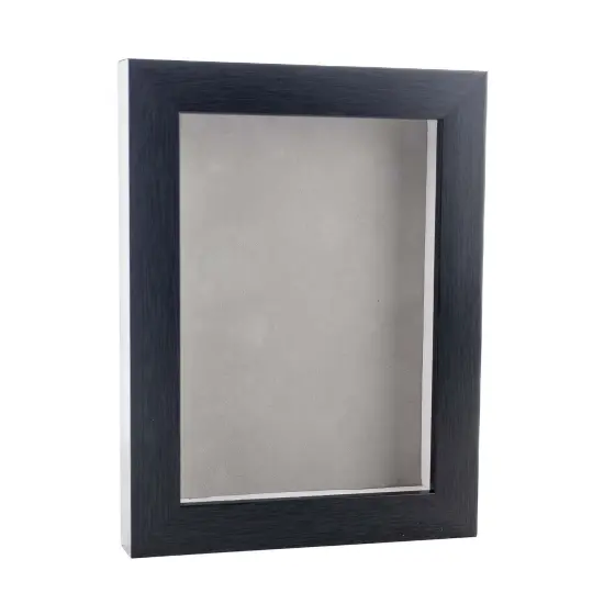 Elegant Charcoal Wood Shadow Box Frame with Acrylic Front - Light Brown Suede Backing, 30 Sizes {2}