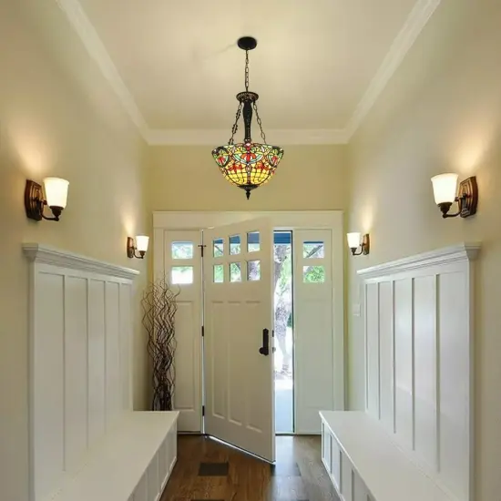 Ceiling Light Stained Glass Pendant Lamp Tiffany Chandelier Flush Mount Fixture {3}