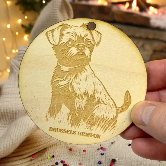 Ornament - Brussels Griffon Dog Raw Wood {5}
