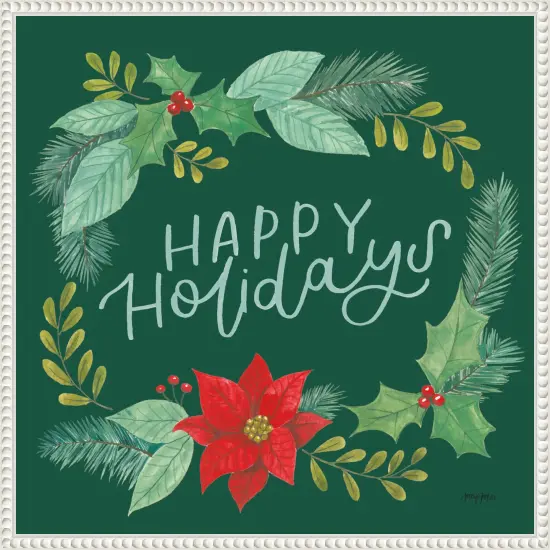 Holly and Pine II Holidays by Jenaya Jackson Framed Canvas Wall Art {7}