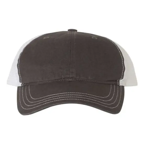 Richardson&reg; Garment Washed Trucker Cap Charcoal/ White {1}