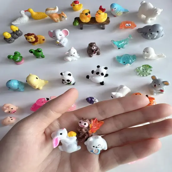 100 Pieces Mini Resin Animals Figures Set for Miniature Garden Decor - Slime Charm for Craft - Tiny Resin Animal {5}