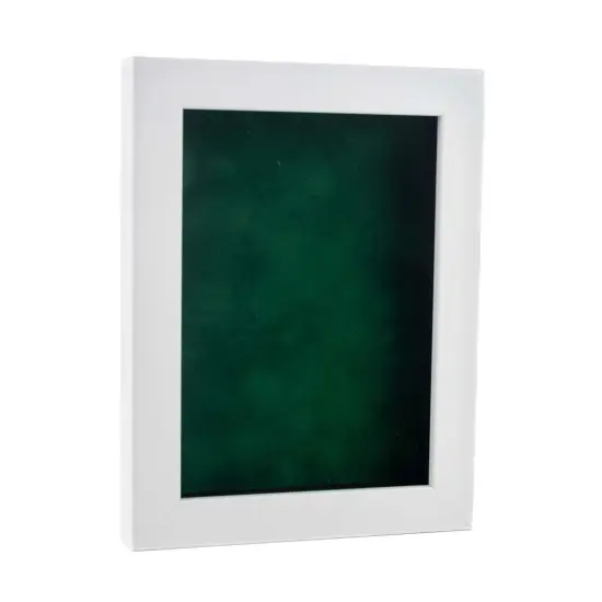 Classic White Wood Shadown Box Frame with Acrylic Front - Forest Green Suede Backing, 30 Sizes {2}