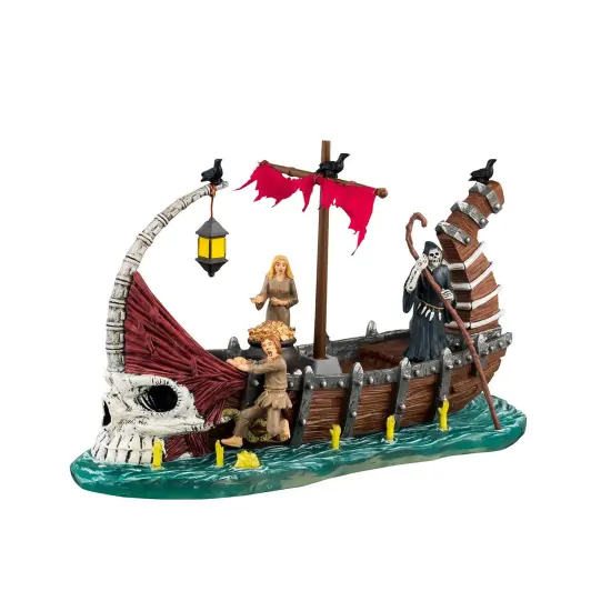 Lemax Spooky Town Halloween Village Accessory Ferry On River Styx Boat {1}