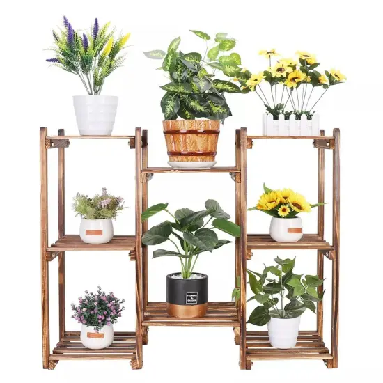 Customized Wood Plant Stand Indoor Outdoor Plant Shelf Flower Potted Holder Rack {2}