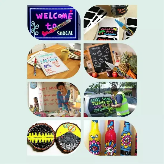 8Pack Liquid Chalk Markers Erasable Chalkboard Neon Pens for Signs Painting Card {2}