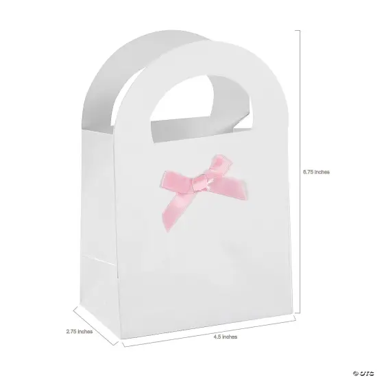 Baby Shower Paper Treat Bags with Pink Bow - 12 Pc {3}