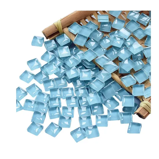 100 Pieces Mosaic Tiles Squares Light Blue Crystal Mosaic Stained Glass Kits for Adults Crafts Supplies DIY Picture Frames Handmade Jewelry Coasters Art Material Decoration,1x1cm {1}