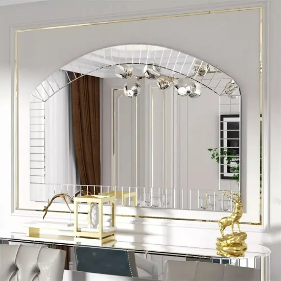 Large Beveled Edge Bathroom Vanity Mirror Arched Wall Decor Hall Entryway Mirror {1}