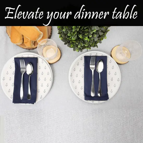 Kitchen Cloth Napkins 12 Pack 18X18 Inches Cotton Blend Soft Fabric with Hemmed Edges, Blue Dinner Napkins Washable Reusable and Durable Linen Napkins for Parties Table Setting Decor (Navy) {3}