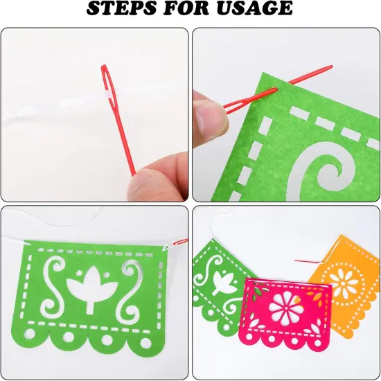 2pcs Mexican Fiesta Party Felt Banner Dia De Los Muertos Day of The Dead Fiesta Hanging Banner Cinco de Mayo Papel Picado Fiesta Banner Cino de Mayo Party Decorations(7.8 * 5.9 inch) {4}