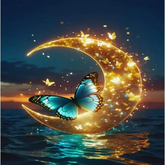 Butterfly Diamond Art Kits for Adults, Moon Diamond Painting Kits for Adults Beginners, DIY 5D Moon Diamond Painting with Round Gem Art Kits for Gift Home Wall Decor 12x16 Inch {1}