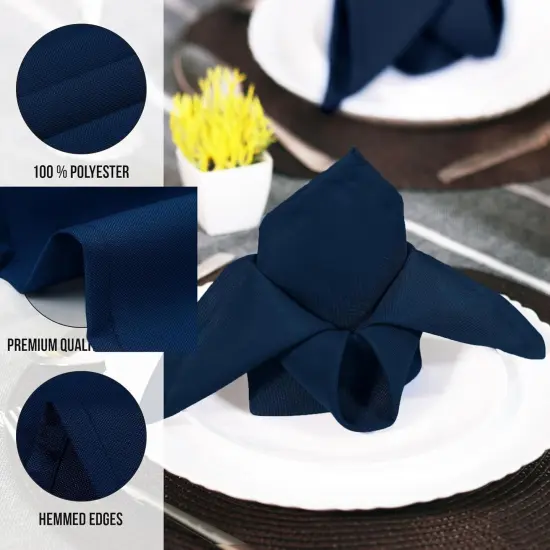 Navy Blue Cloth Napkins (12 Pack, 20x20 Inches), Ideal Dinner Napkins for Party, Wedding and Lunch/Dinner {5}