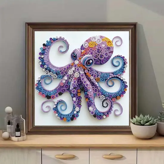 5D Diamond Painting Kits for Beginners,Animal Special Shape Diamond Art Kits for Purple Octopus DIY Crystal Rhinestones Paint by Diamonds and Crafts for Adults Home Wall Decor 12 X 12inch {3}