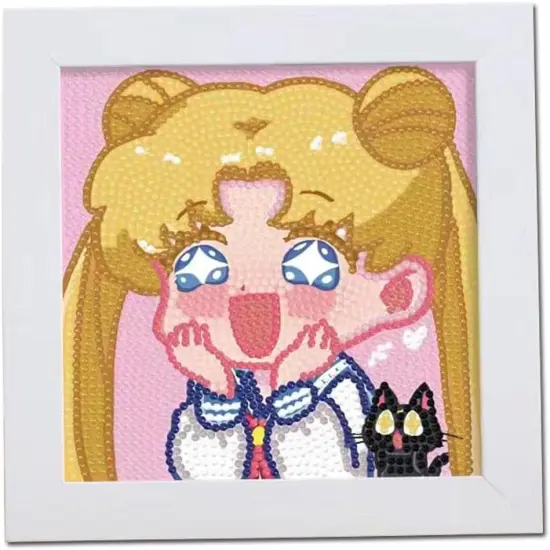 Cute 5D Diamond Art Kits with Wooden Frame, Kawaii DIY Painting Art for Adults Kids, Diamond Arts and Crafts Sets, Big Gem Full Drill Diamond Dots for Women (Moon) {1}