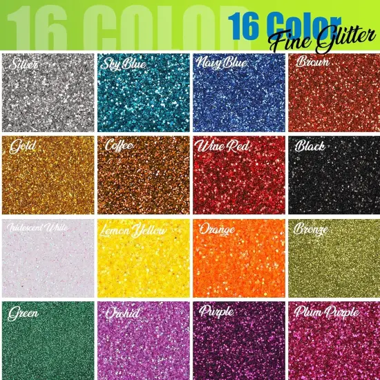 Glitter, Fine Glitter and Chunky Glitter, 32 Jars Craft Glitter Powder Holographic Glitter Resin Glitter for Crafts, Halloween Christmas Body Glitter Bulk, Glitter Paint Art Crafts {3}