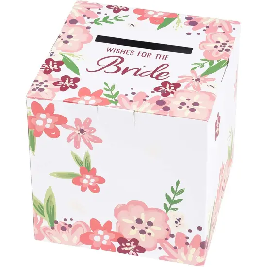 Juvale Advice Cards and Box, Wishes for The Bride (8 x 8 in, 50 Pack) Pink {6}