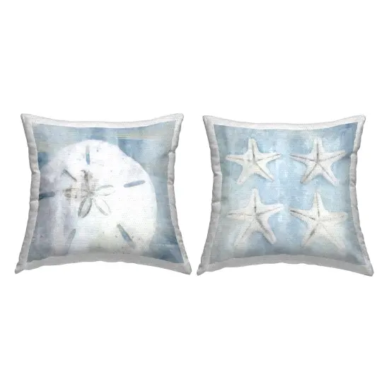Stupell Industries Muted Blue Beach Starfish 2pc Outdoor Pillow Set, 18 x 7 x 18 {1}