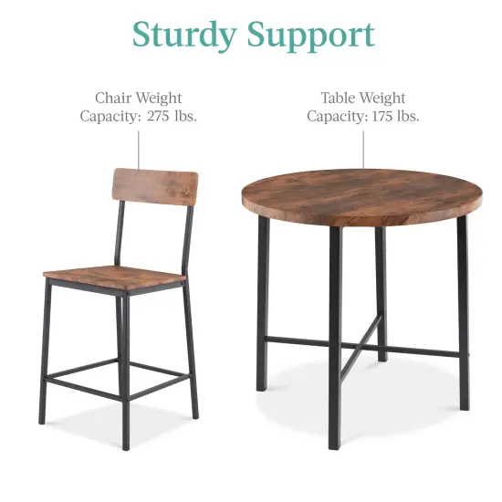 Best Choice Products 5-Piece Modern Round Counter Height Dining Set w/ 4 Chairs, 1.5in Thick Table Brown {6}