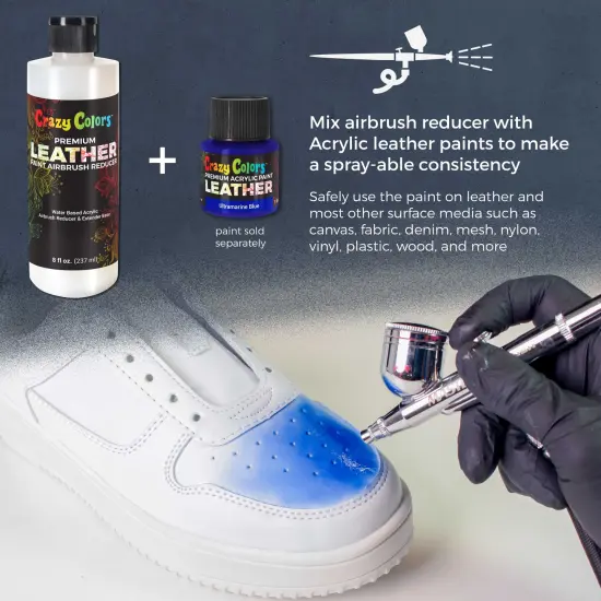 Premium Leather Paint Airbrush Thinning Reducer and Extender Base, 8 oz Bottle - Thin Water-Based Acrylic Leather Paint, Improve Color Flow - Brush or Spray on Shoes, Jackets, Purses {3}