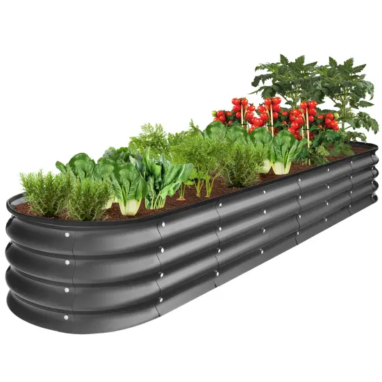Best Choice Products 8x2x1ft Outdoor Metal Raised Oval Garden Bed, Planter Box for Vegetables, Flowers Taupe {7}