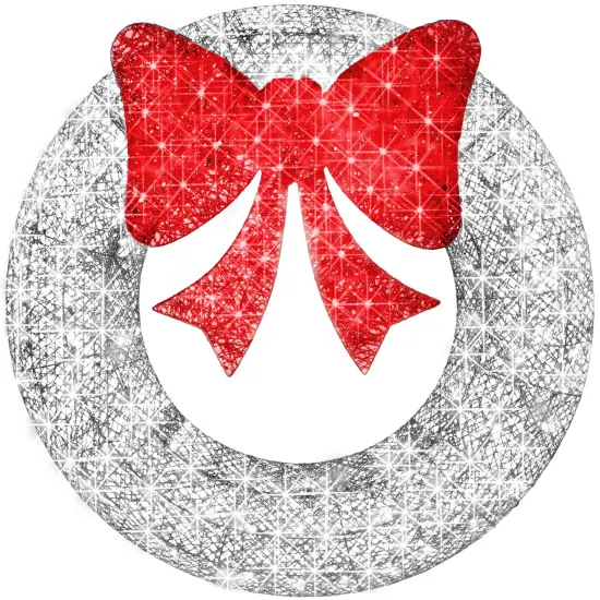 Best Choice Products 60in Pre-Lit Outdoor Christmas Wreath, LED Metal Holiday Décor w/ 206 Lights, Bow Silver/Red {1}