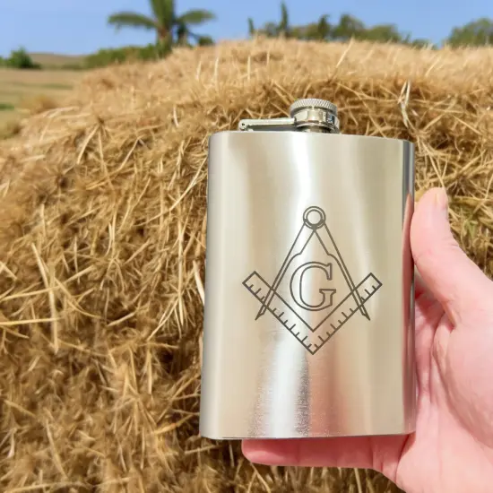 8oz Freemason Stainless Steel Flask {6}