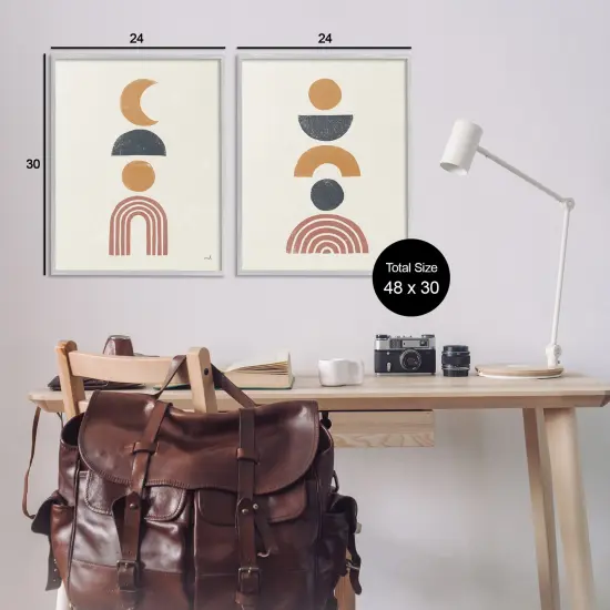 Stupell Industries Sun and Moon Bohemian Symbols Framed Giclee Art Gray Frame {3}