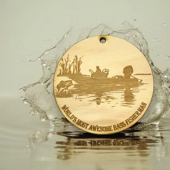 Ornament - Worlds most awesome Bass Fisherman Raw Wood {2}